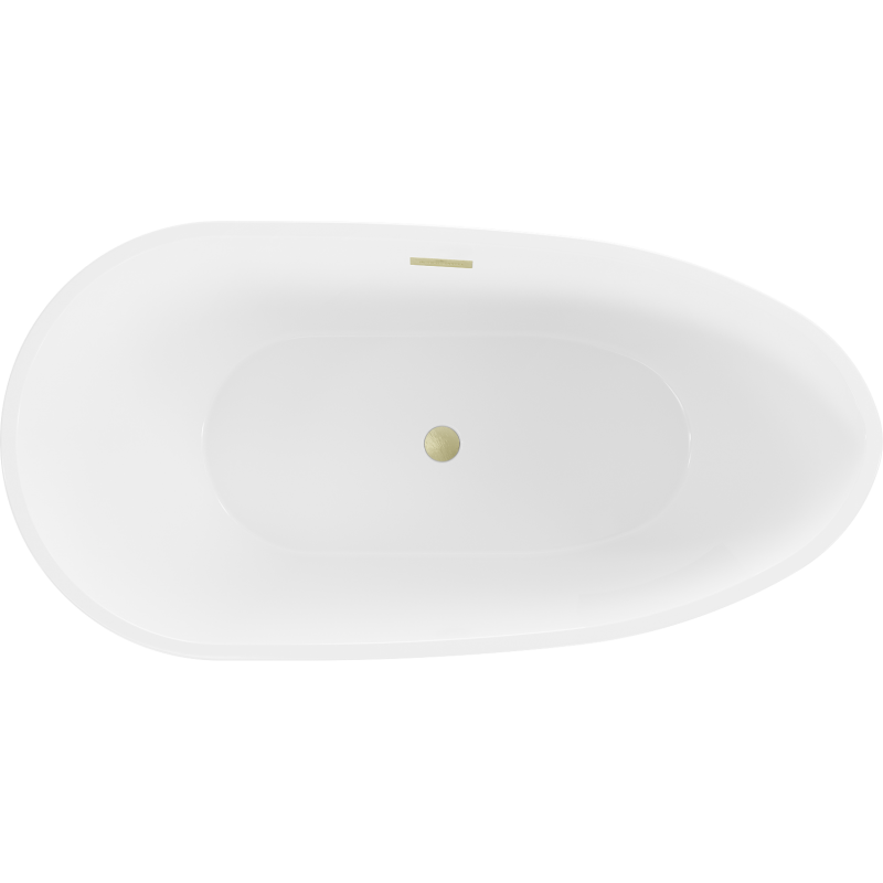 Mexen Eos free-standing bath 150 x 75 cm, white, brushed gold overflow - 52471507500-55