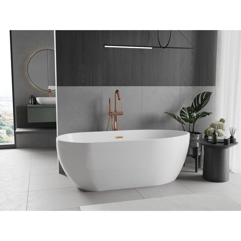 Mexen Eos freestanding bathtub 170 x 75 cm, white, overflow rose gold - 52471707500-60
