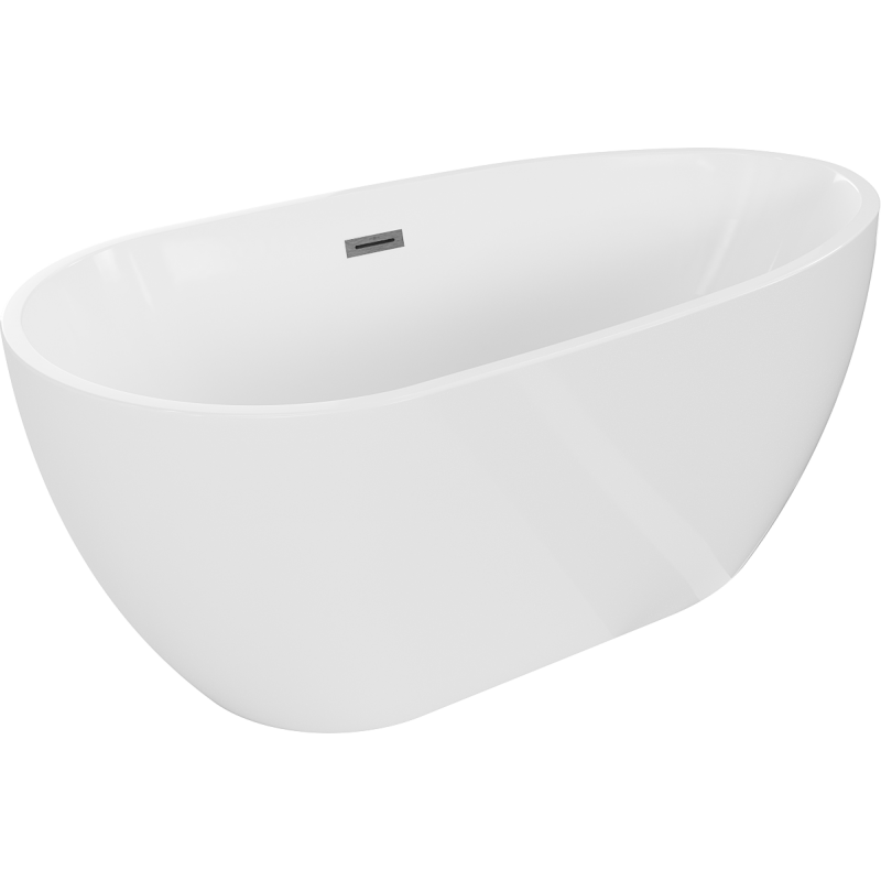 Mexen Eos freestanding bathtub 150 x 75 cm, white, brushed gun gray overflow - 52471507500-66