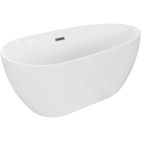 Mexen Eos freestanding bath 150 x 75 cm, white, brushed gun gray overflow - 52471507500-66