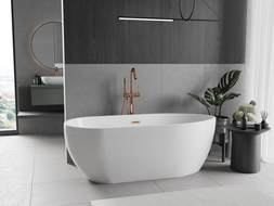 Mexen Eos freestanding bathtub 150 x 75 cm, white, rose gold overflow - 52471507500-60