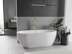 Mexen Eos Freestanding Bath 170 x 75 cm, White, Brushed Gold Overflow - 52471707500-55