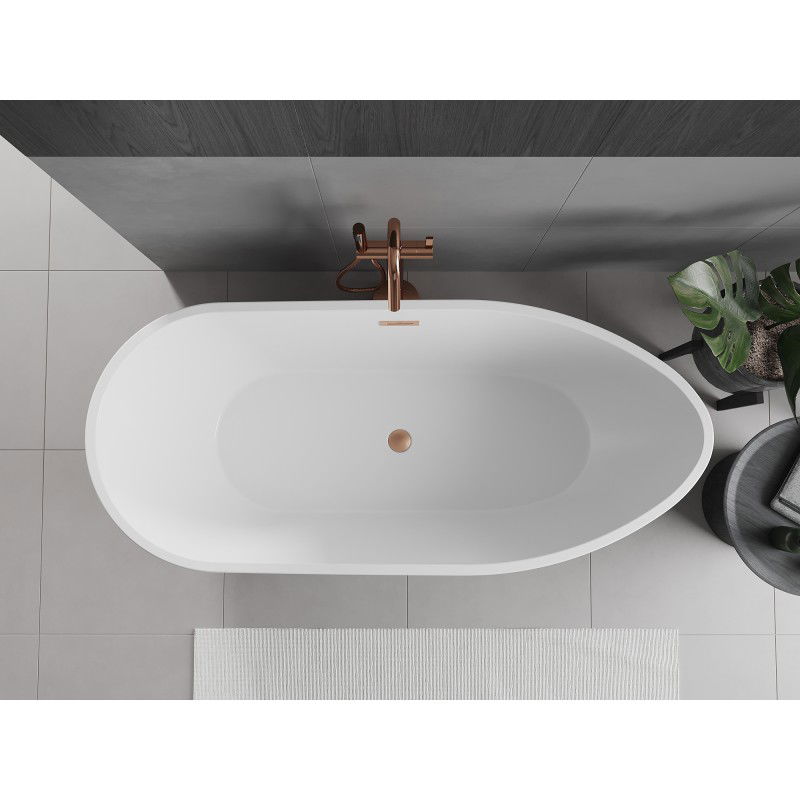 Mexen Eos free-standing bathtub 170 x 75 cm, white, brushed copper overflow - 52471707500-65
