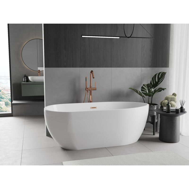 Mexen Eos free-standing bathtub 170 x 75 cm, white, brushed copper overflow - 52471707500-65