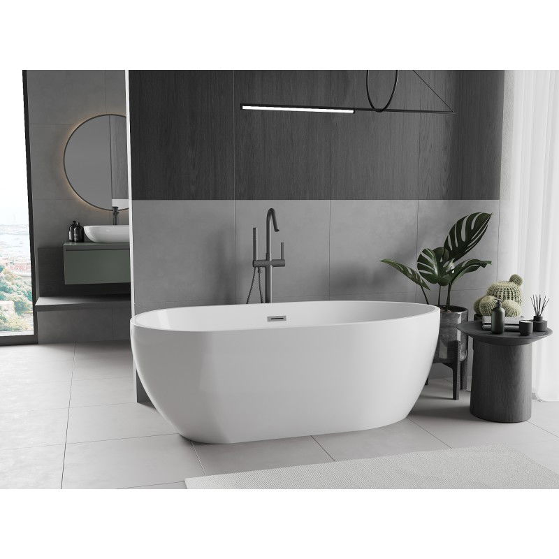 Mexen Eos freestanding bathtub 170 x 75 cm, white, gun metal overflow - 52471707500-95