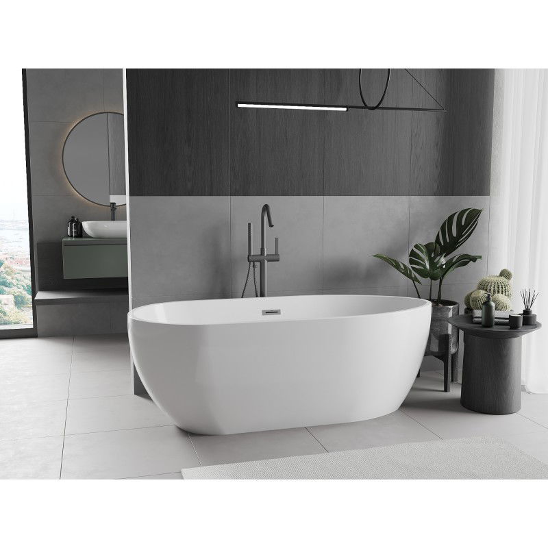 Mexen Eos freestanding bath 170 x 75 cm, white, brushed gun gray overflow - 52471707500-66