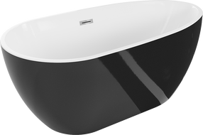 Mexen Eos freestanding bath 150 x 75 cm, white/black, chrome overflow - 52471507575-01