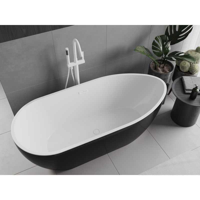 Mexen Eos freestanding bath 150 x 75 cm, white/black, white overflow - 52471507575-20