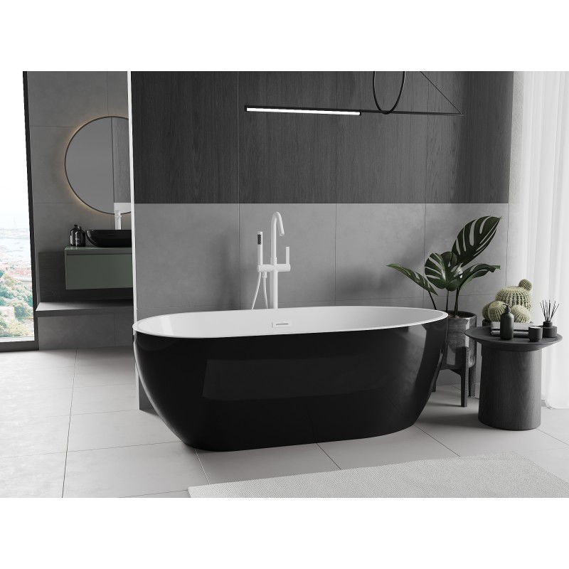 Mexen Eos freestanding bath 150 x 75 cm, white/black, white overflow - 52471507575-20