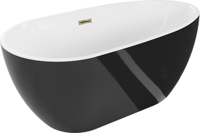 Mexen Eos freestanding bath 150 x 75 cm, white/black, gold overflow - 52471507575-50