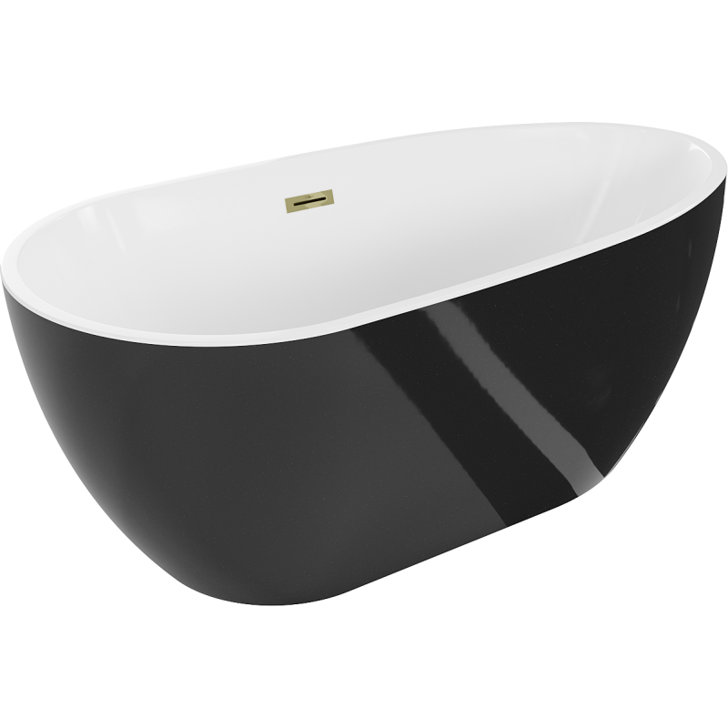 Mexen Eos freestanding bathtub 67 x 29.5 in, white/black, gold overflow - 52471707575-50