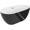 Mexen Eos freestanding bath 170 x 75 cm, white/black, gold overflow - 52471707575-50