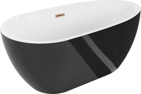 Mexen Eos freestanding bathtub 150 x 75 cm, white/black, rose gold overflow - 52471507575-60