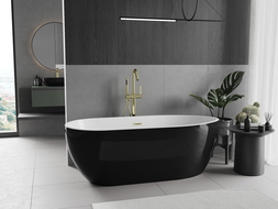 Mexen Eos freestanding bath 170 x 75 cm, white/black, gold brushed overflow - 52471707575-55