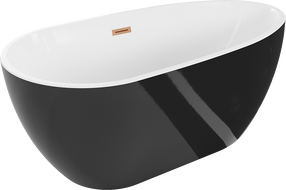 Mexen Eos freestanding bathtub 170 x 75 cm, white/black, brushed copper overflow - 52471707575-65