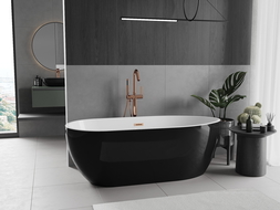 Mexen Eos freestanding bath 170 x 75 cm, white/black, overflow rose gold - 52471707575-60