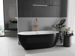 Mexen Eos Freestanding Bathtub 150 x 75 cm, White/Black, Brushed Bronze Overflow - 52471507575-65