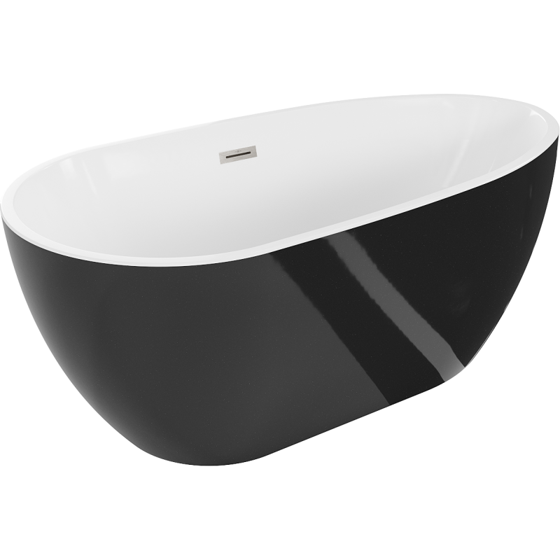 Mexen Eos freestanding bathtub 150 x 75 cm, white/black, brushed nickel overflow - 52471507575-97
