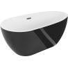 Mexen Eos freestanding bathtub 67 x 29 inches, white/black, brushed gun gray drain - 52471707575-66