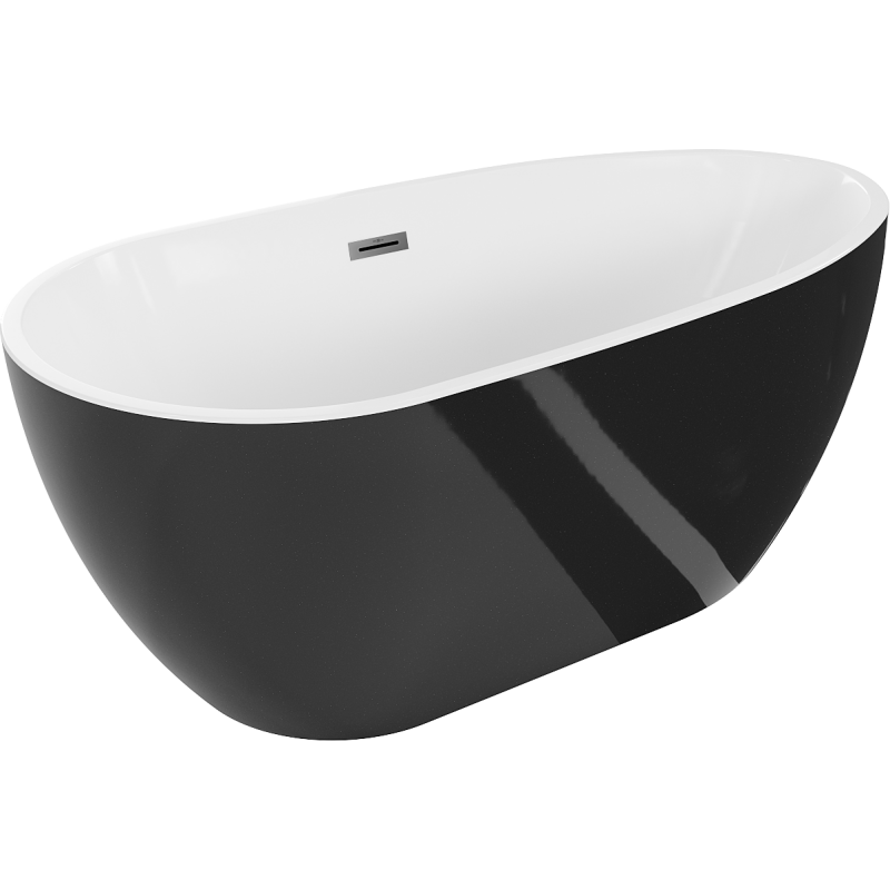 Mexen Eos freestanding bathtub 170 x 75 cm, white/black, gun metal overflow - 52471707575-95