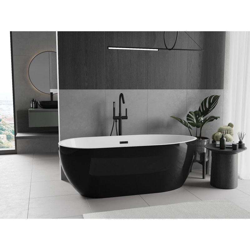 Mexen Eos freestanding bath 150 x 75 cm, white/black, black overflow - 52471507575-70