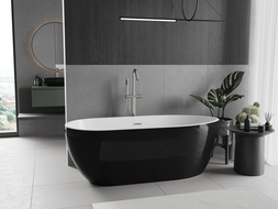 Mexen Eos Free-standing Bath 170 x 75 cm, White/Black, Brushed Nickel Overflow - 52471707575-97