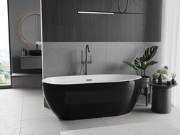 Mexen Eos freestanding bath 170 x 75 cm, white/black, gun metal overflow - 52471707575-95