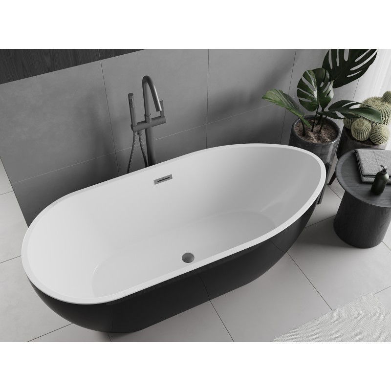 Mexen Eos freestanding bathtub 170 x 75 cm, white/black, gun metal overflow - 52471707575-95