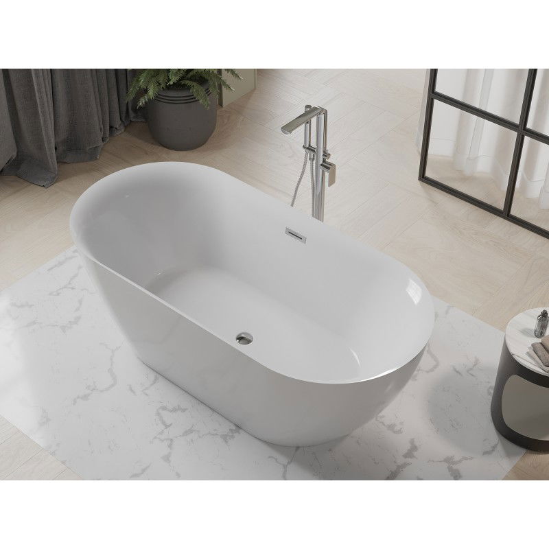 Mexen Roxy freestanding bath 170 x 80 cm, white, chrome overflow - 51201708000-01