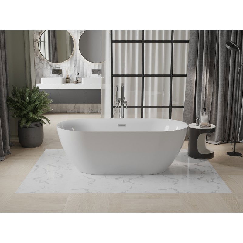 Mexen Roxy freestanding bath 170 x 80 cm, white, chrome overflow - 51201708000-01