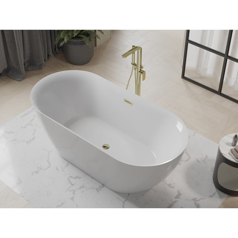 Mexen Roxy free-standing bath 170 x 80 cm, white, overflow gold - 51201708000-50