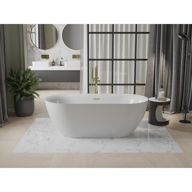 Mexen Roxy free-standing bath 170 x 80 cm, white, overflow gold - 51201708000-50