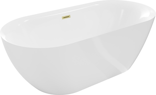 Mexen Roxy free-standing bath 170 x 80 cm, white, brushed gold overflow - 51201708000-55