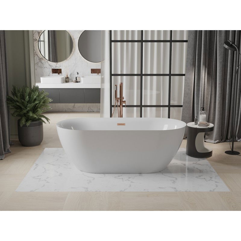 Mexen Roxy free-standing bathtub 170 x 80 cm, white, overflow rose gold - 51201708000-60