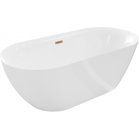 Mexen Roxy freestanding bathtub 67 x 31.5 in, white, brushed copper overflow - 51201708000-65