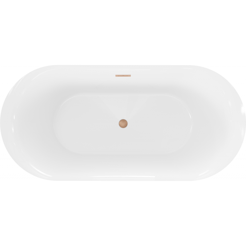Mexen Roxy freestanding bath 170 x 80 cm, white, brushed copper overflow - 51201708000-65