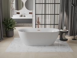 Mexen Roxy freestanding bathtub 67 x 31.5 in, white, brushed copper overflow - 51201708000-65