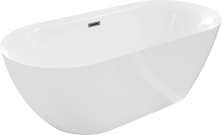 Mexen Roxy freestanding bath 170 x 80 cm, white, gun gray brushed overflow - 51201708000-66