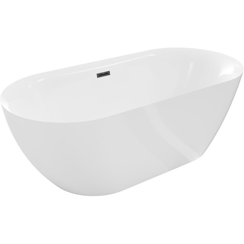 Mexen Roxy freestanding bath 170 x 80 cm, white, black overflow - 51201708000-70