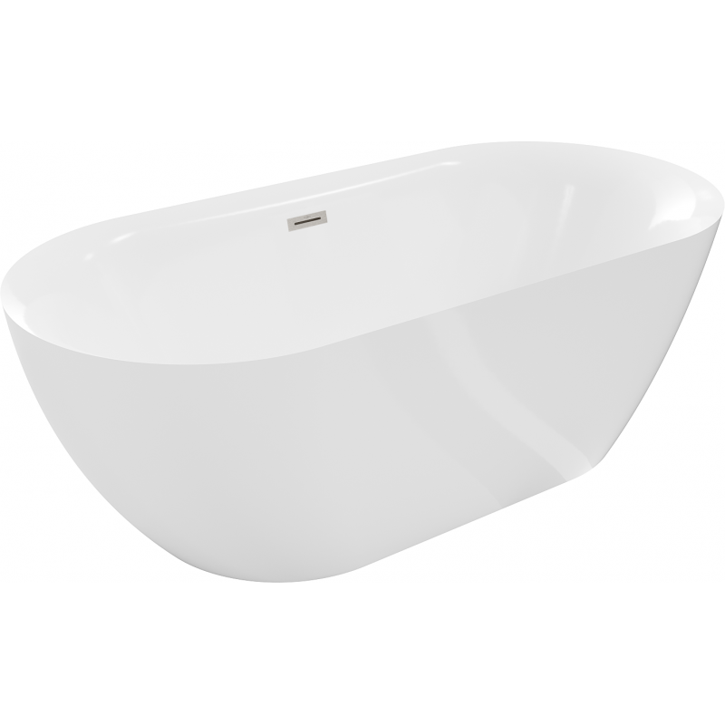 Mexen Roxy freestanding bathtub 67 x 31 inches, white, brushed nickel overflow - 51201708000-97