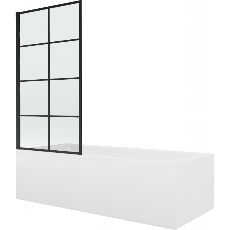 Mexen Vega rectangular bathtub 180 x 80 cm with casing and 1-wing screen 80 cm, black pattern - 550118080X9308017077