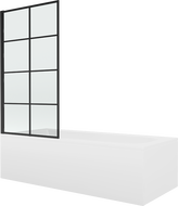 Mexen Vega rectangular bathtub 180 x 80 cm with casing and 1-wing screen 80 cm, black pattern - 550118080X9308017077