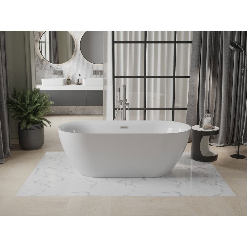 Mexen Roxy freestanding bath 170 x 80 cm, white, brushed nickel overflow - 51201708000-97