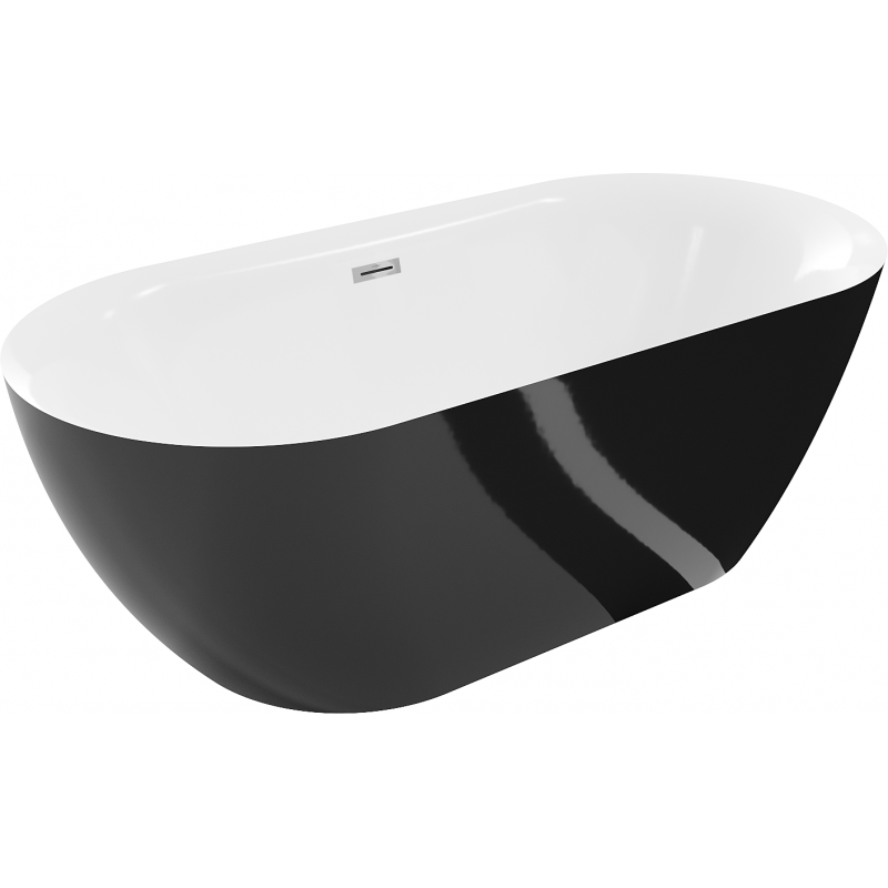 Mexen Roxy freestanding bathtub 67 x 31 inches, white/black, chrome drain - 51201708075-01