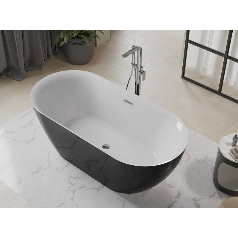 Mexen Roxy free-standing bath 170 x 80 cm, white/black, chrome overflow - 51201708075-01