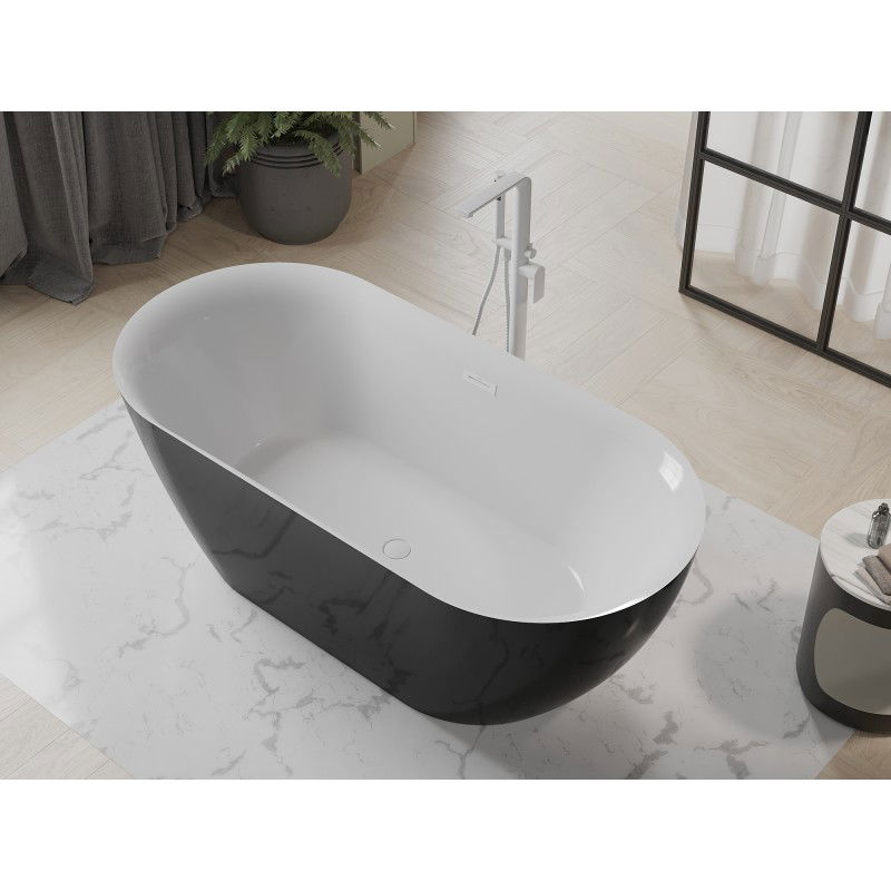 Mexen Roxy freestanding bath 170 x 80 cm, white/black, white overflow - 51201708075-20