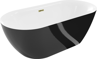 Mexen Roxy freestanding bath 170 x 80 cm, white/black, gold overflow - 51201708075-50