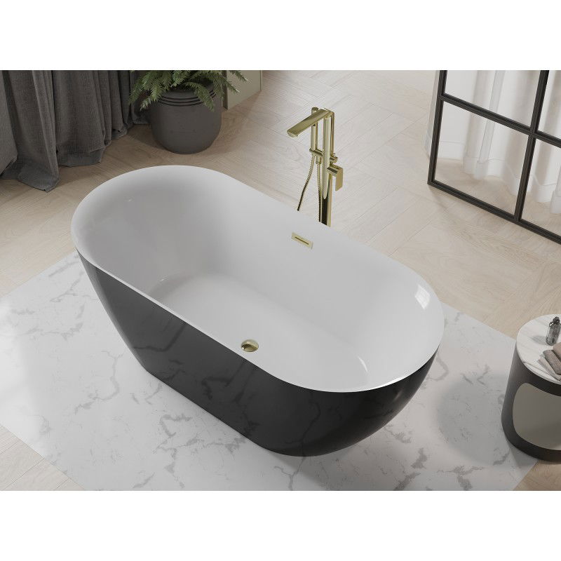 Mexen Roxy freestanding bath 170 x 80 cm, white/black, gold overflow - 51201708075-50