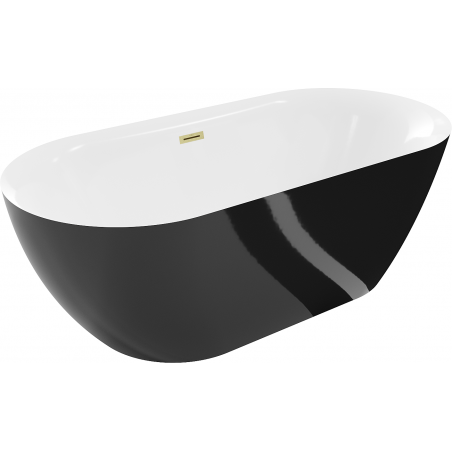 Mexen Roxy freestanding bathtub 170 x 80 cm, white/black, brushed gold overflow - 51201708075-55