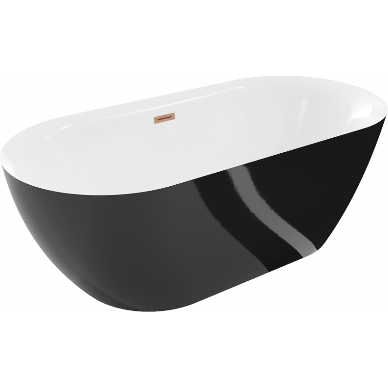 Mexen Roxy freestanding bathtub 67 x 31 inches, white/black, brushed copper overflow - 51201708075-65